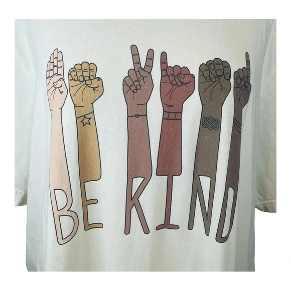 BE‎ KIND SIGN LANGUAGE GRAPHIC TEE UNISEX 100% COTTON SIZE 2XL - Picture 3 of 7